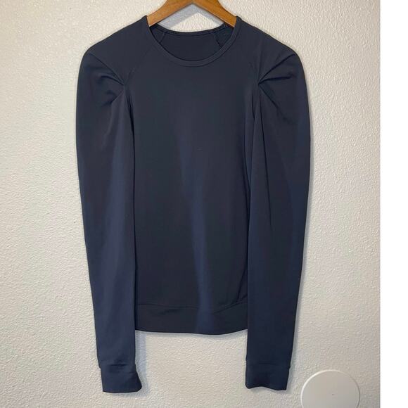 Lululemon Lab City Pullover Puff Long Sleeve Athletic Top Soot Black Size 6 - Picture 3 of 10